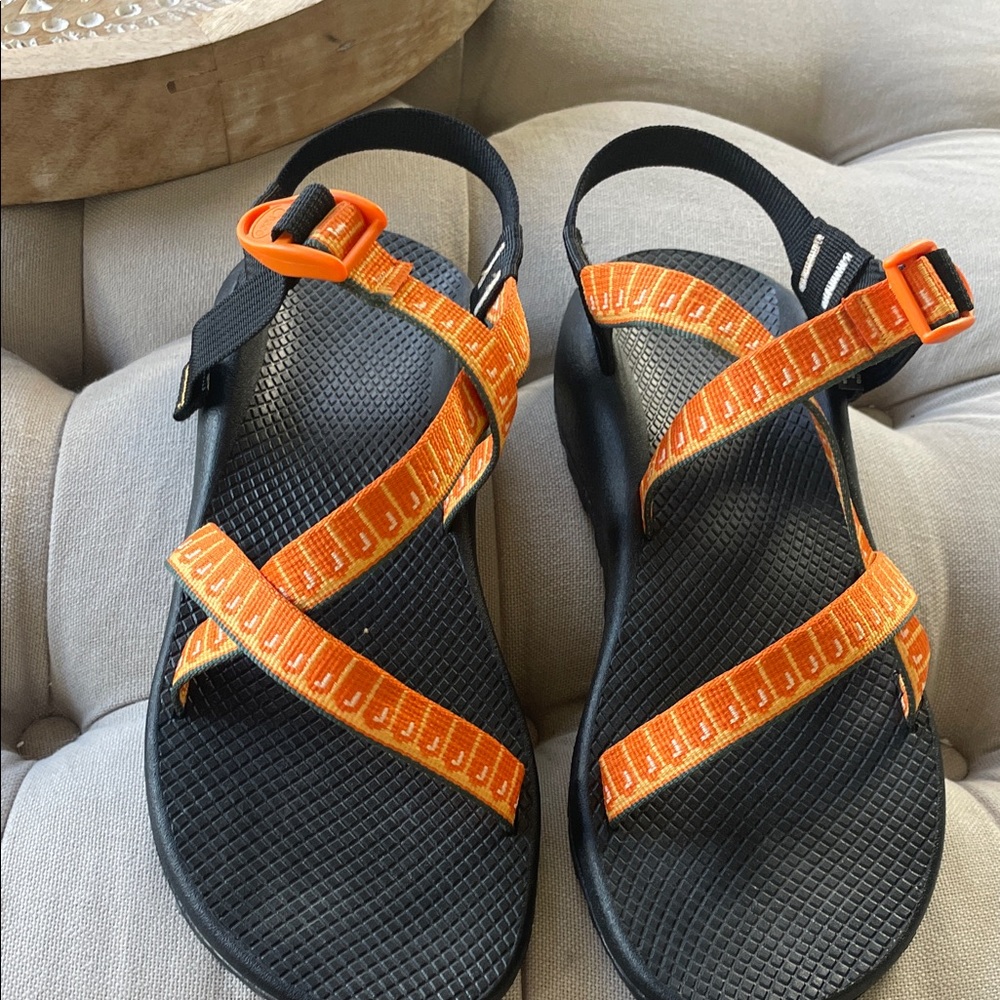 Chaco Black Sandals with Orange Accents Never Worn